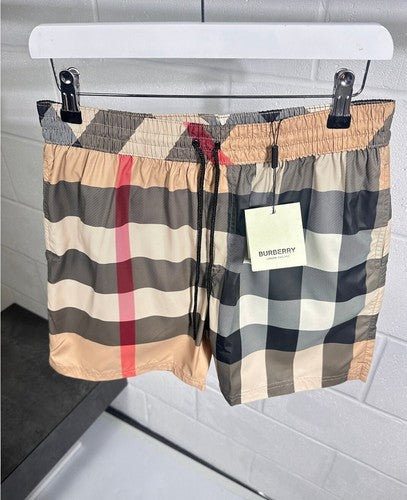 Burberry Check Drawcord Swim Shorts in Archive Beige.