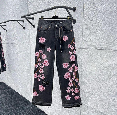 Denim flower Jeans